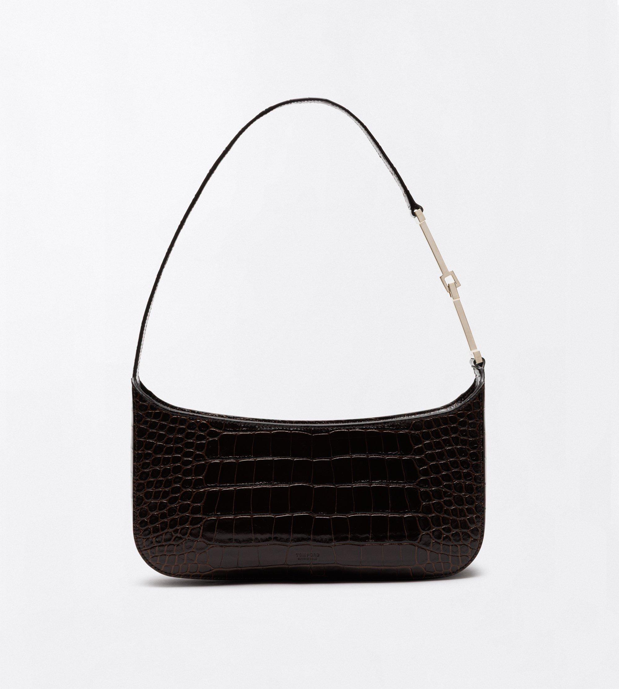 TUMBLED PRINTED CROCODILE LEATHER ARC SMALL SHOULDER BAG