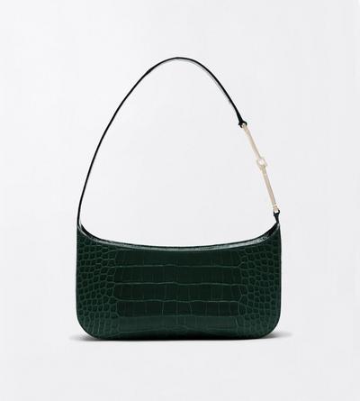 TOM FORD LEATHER DARK PINE TUMBLED PRINTED CROCODILE LEATHER ARC SMALL SHOULDER BAG