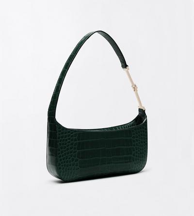 TOM FORD LEATHER DARK PINE TUMBLED PRINTED CROCODILE LEATHER ARC SMALL SHOULDER BAG