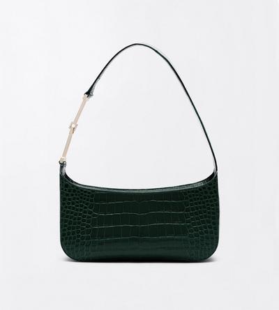 TOM FORD LEATHER DARK PINE TUMBLED PRINTED CROCODILE LEATHER ARC SMALL SHOULDER BAG