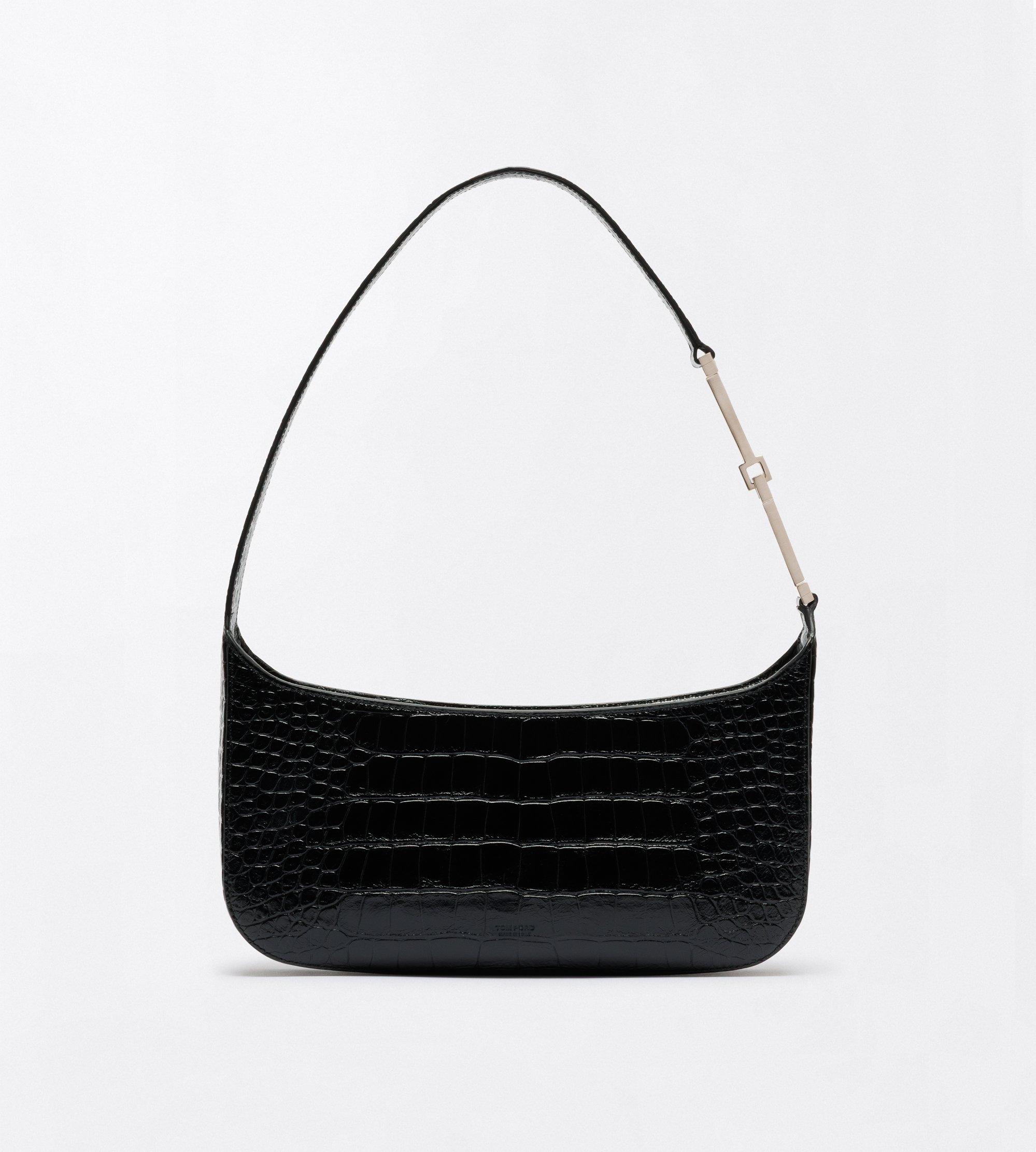 TUMBLED PRINTED CROCODILE LEATHER ARC SMALL SHOULDER BAG