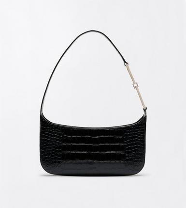 TUMBLED PRINTED CROCODILE LEATHER ARC SMALL SHOULDER BAG