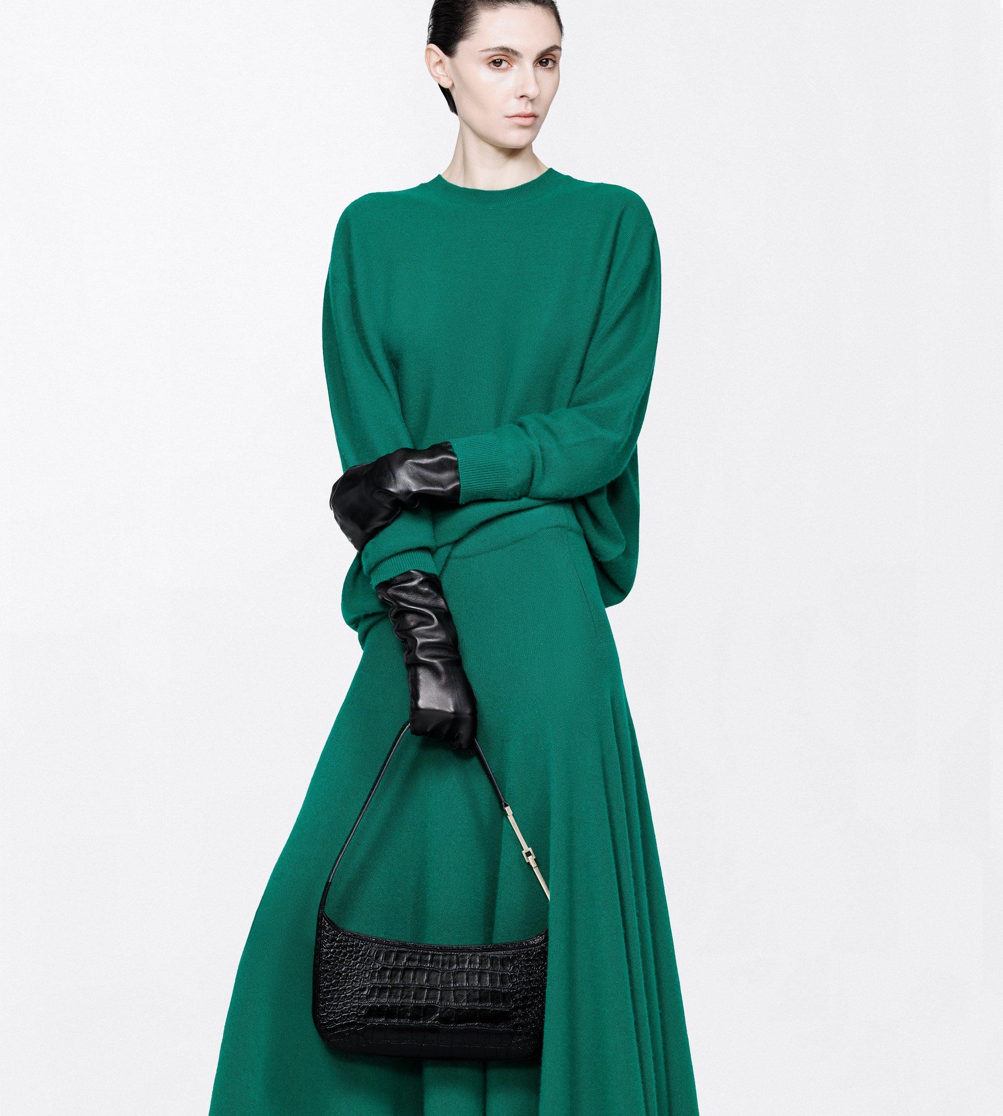TUMBLED PRINTED CROCODILE LEATHER ARC SMALL SHOULDER BAG