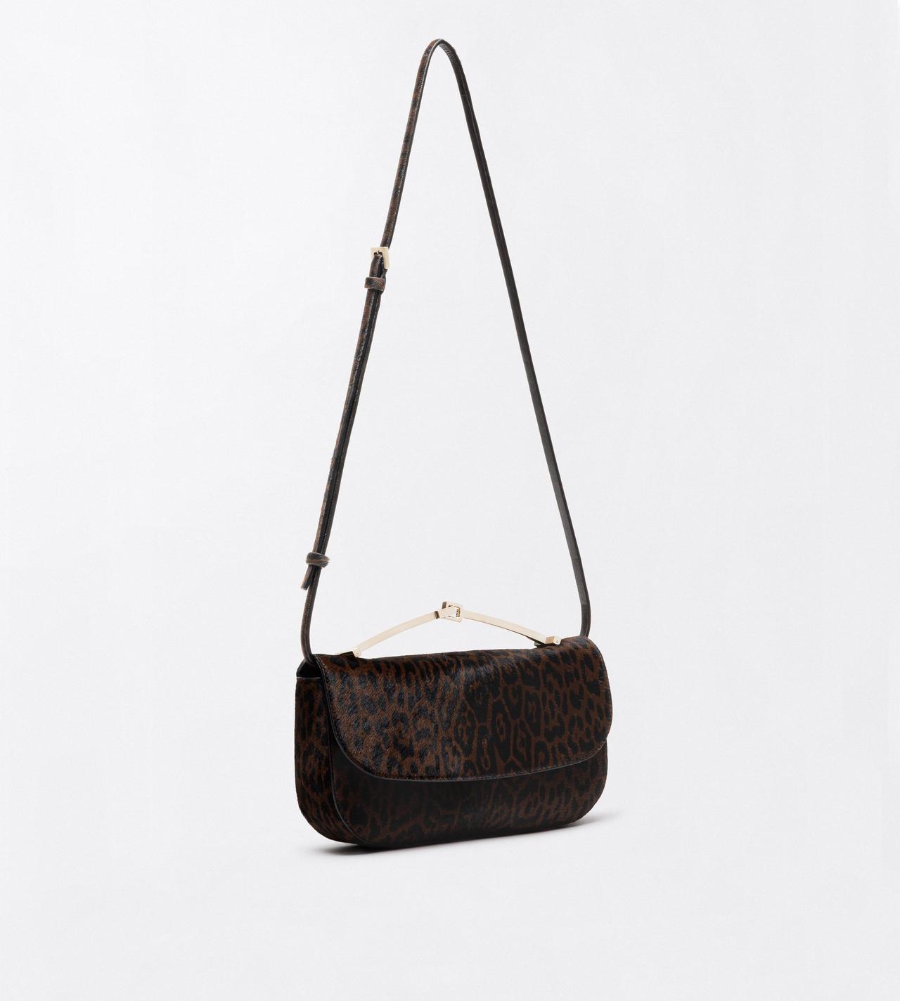 TOM FORD LEATHER BROWN/BLACK LEOPARD PRINT HAIR CALF ARC MINI BAG