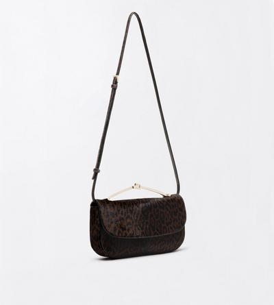 TOM FORD LEATHER BROWN/BLACK LEOPARD PRINT HAIR CALF ARC MINI BAG