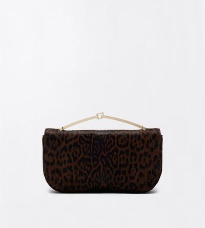 TOM FORD LEATHER BROWN/BLACK LEOPARD PRINT HAIR CALF ARC MINI BAG