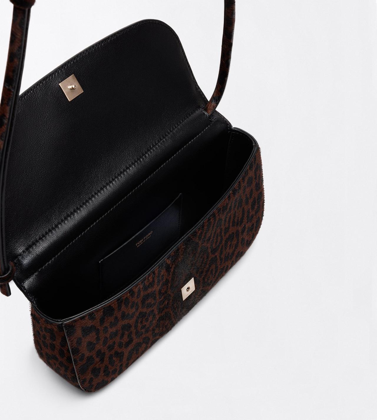 TOM FORD LEATHER BROWN/BLACK LEOPARD PRINT HAIR CALF ARC MINI BAG