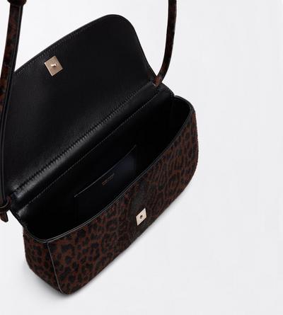 TOM FORD LEATHER BROWN/BLACK LEOPARD PRINT HAIR CALF ARC MINI BAG