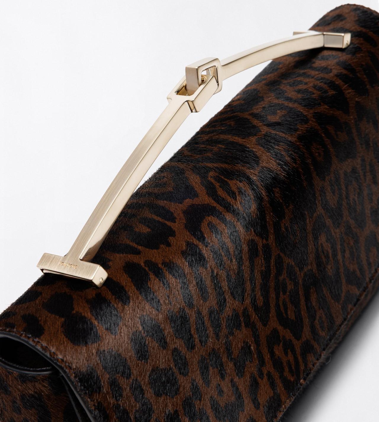 TOM FORD LEATHER BROWN/BLACK LEOPARD PRINT HAIR CALF ARC MINI BAG