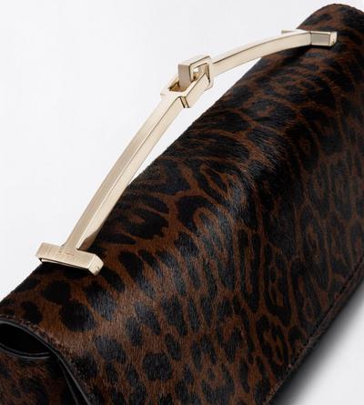 TOM FORD LEATHER BROWN/BLACK LEOPARD PRINT HAIR CALF ARC MINI BAG