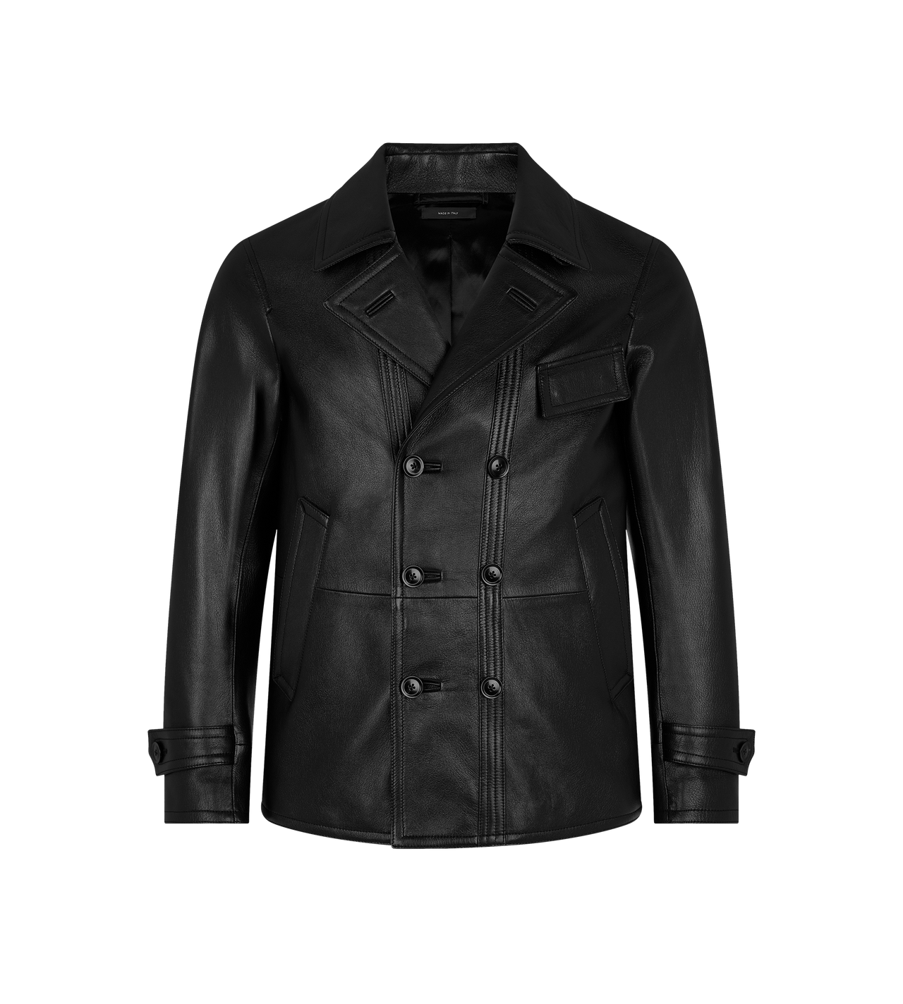 GRAIN LEATHER PEACOAT