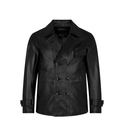 GRAIN LEATHER PEACOAT image number 0