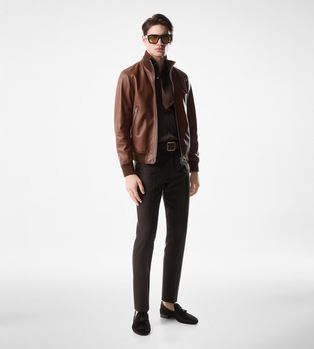 GRAIN LEATHER TRACK BOMBER image number 1