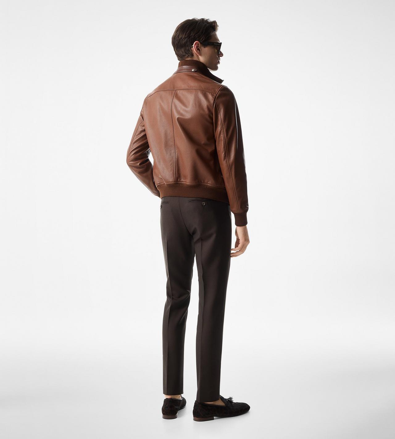 GRAIN LEATHER TRACK BOMBER image number 2