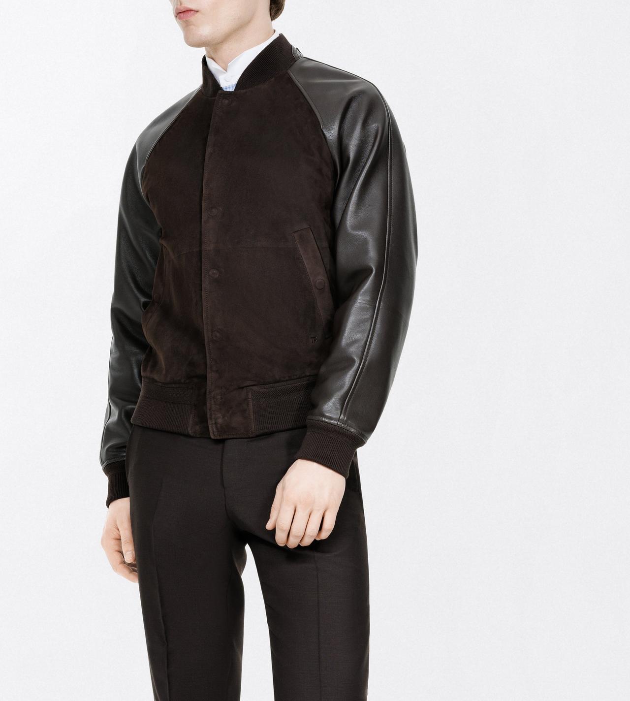 TOM FORD LEATHER DARK BROWN FINE SUEDE BOMBER