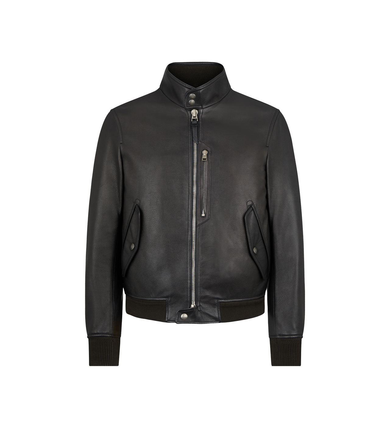 GRAIN LEATHER HARRINGTON WITH ZIP image number 0