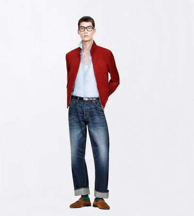 TOM FORD LEATHER RUBINO CASHMERE SUEDE HARRINGTON