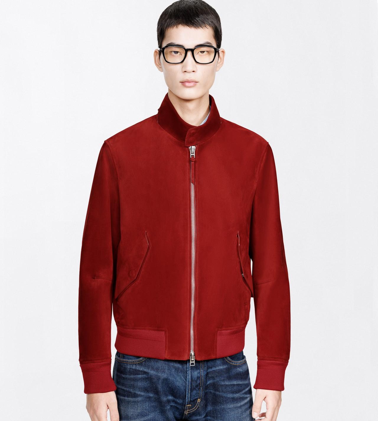 TOM FORD LEATHER RUBINO CASHMERE SUEDE HARRINGTON
