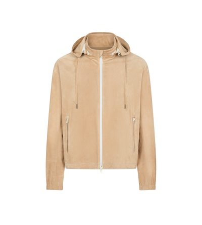 CASHMERE SUEDE ZIP THROUGH HOODIE