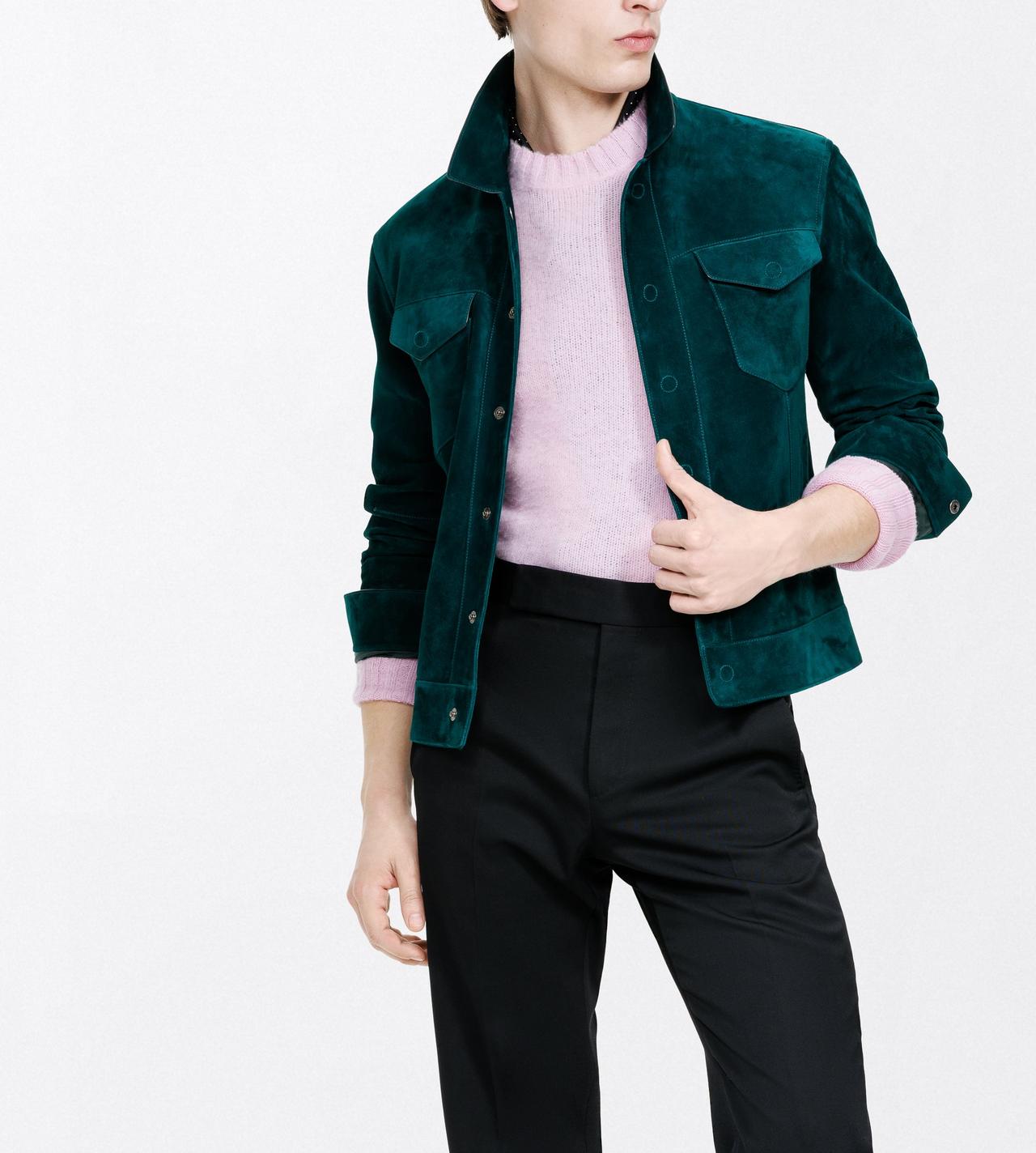 TOM FORD LEATHER EMERALD CASHMERE SUEDE WESTERN JACKET&nbsp;