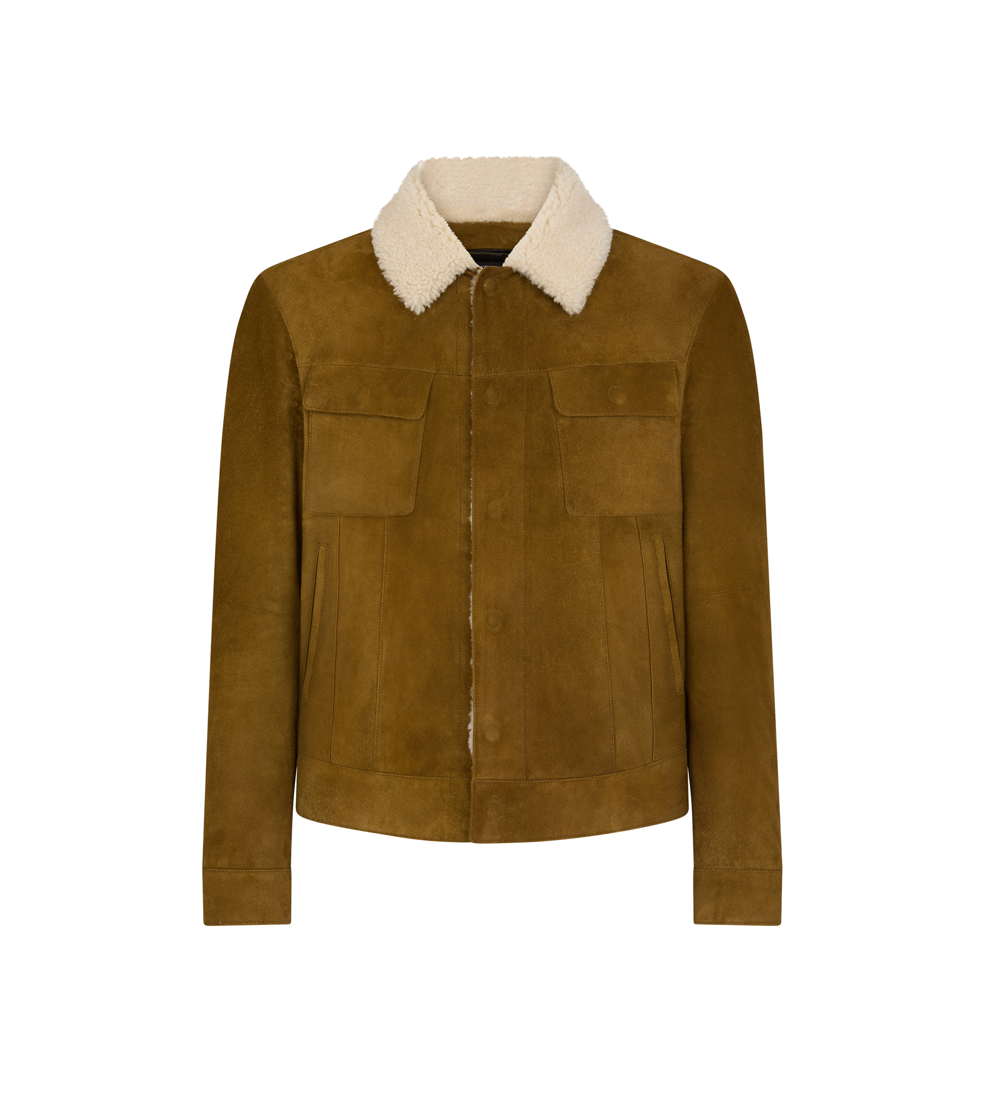 BRUSHED SUEDE SHEARLING COLLAR TRUCKER