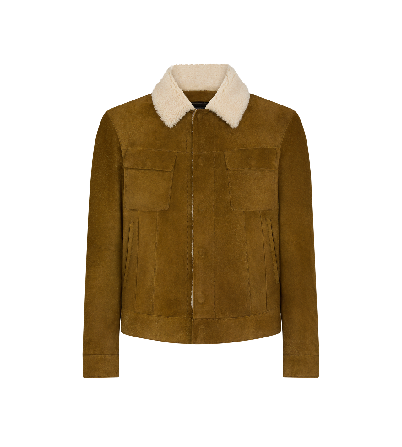 BRUSHED SUEDE SHEARLING COLLAR TRUCKER image number 0