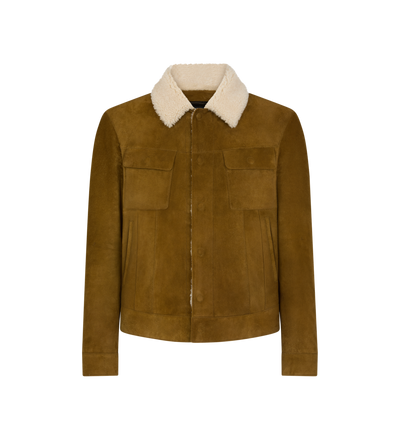 BRUSHED SUEDE SHEARLING COLLAR TRUCKER image number 0