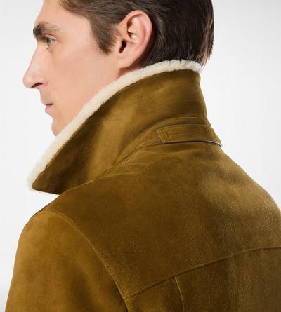 BRUSHED SUEDE SHEARLING COLLAR TRUCKER image number 1