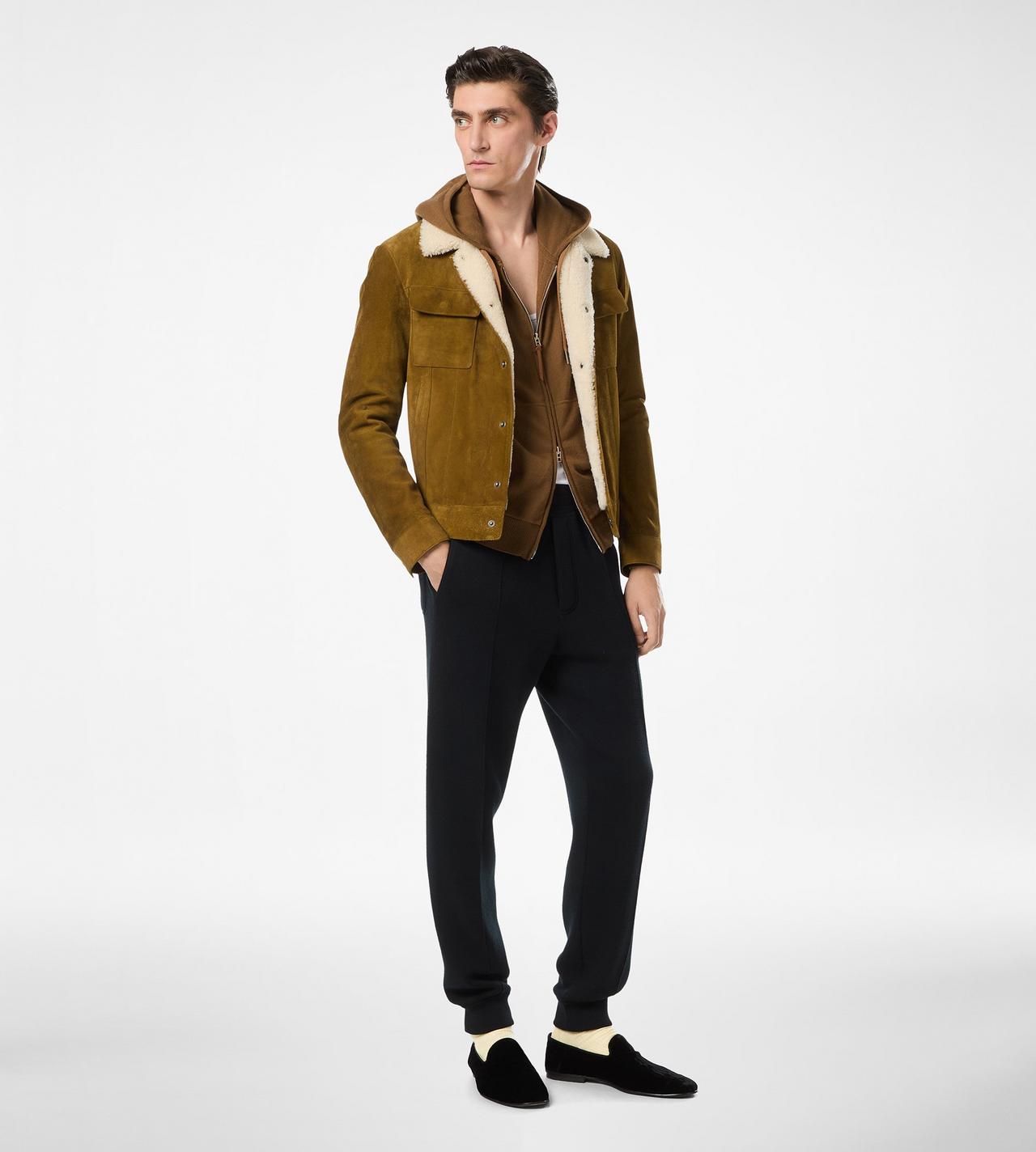 BRUSHED SUEDE SHEARLING COLLAR TRUCKER image number 2