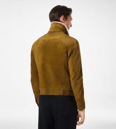 BRUSHED SUEDE SHEARLING COLLAR TRUCKER image number 4