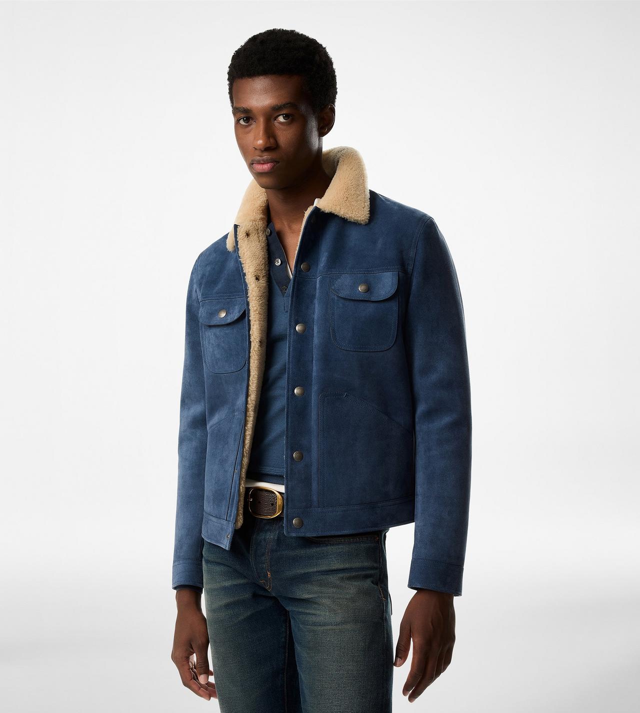 Shearling trucker jacket mens sale