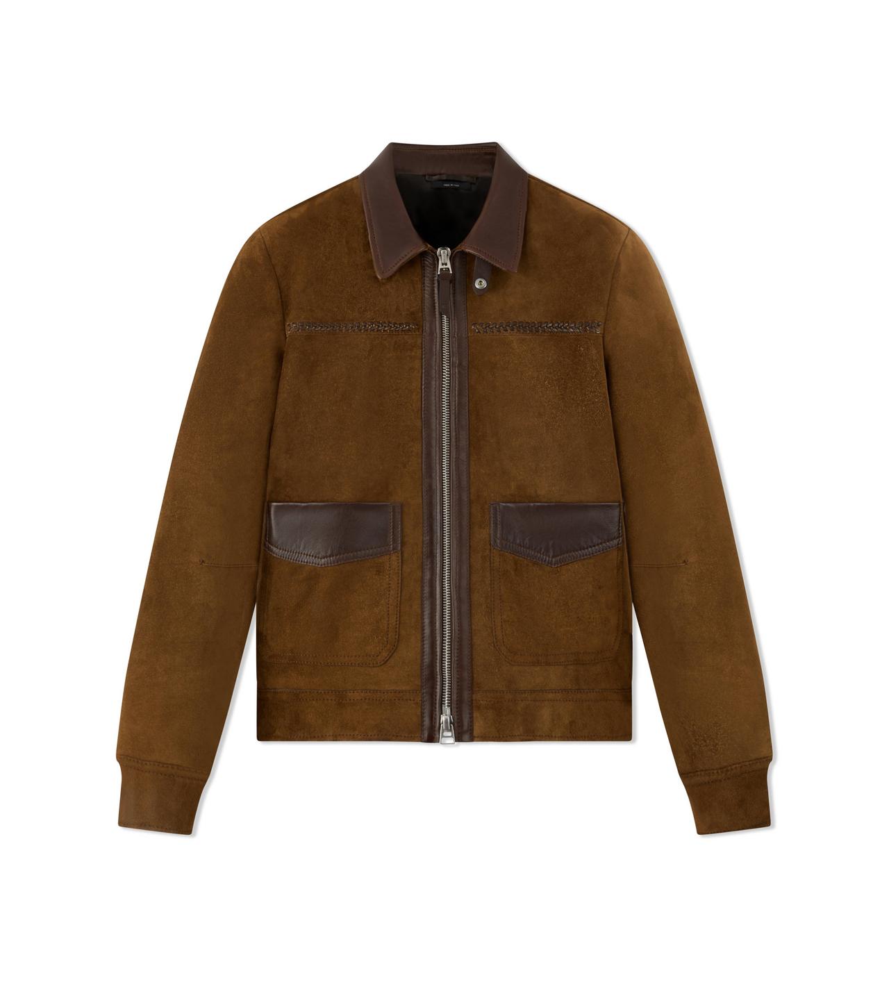 DUSTY SUEDE CONTRAST COLLAR BLOUSON