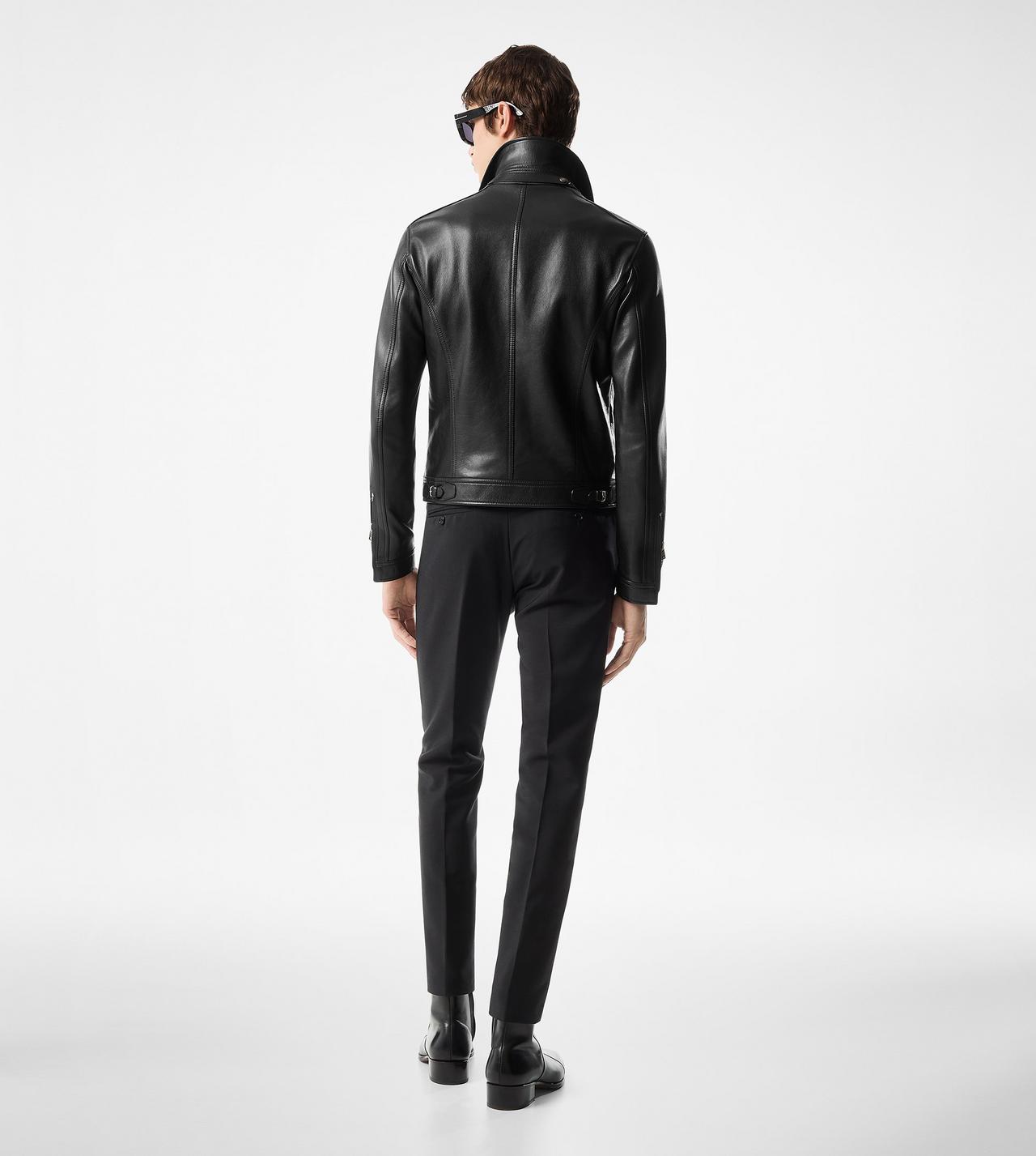 GRAIN LEATHER CONTRAST ZIP BLOUSON image number 2