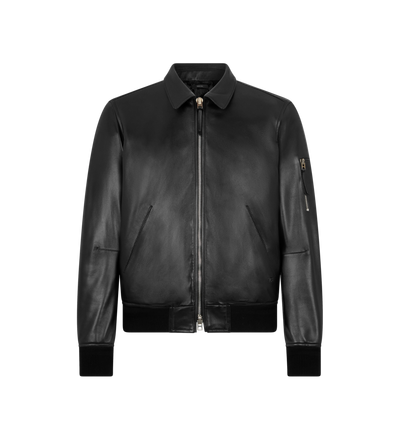 SOFT NAPPA PLONGE COLLAR BLOUSON image number 0