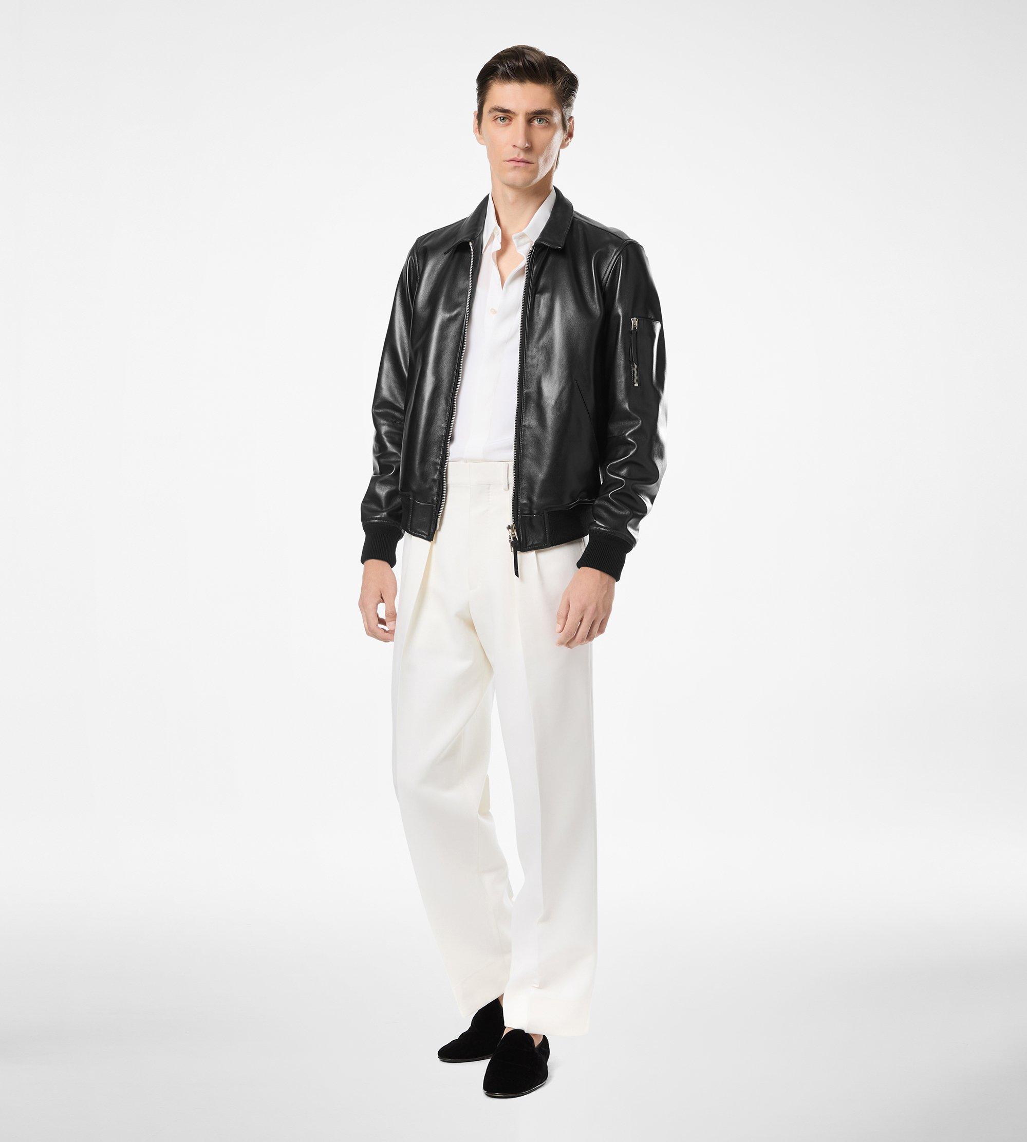 SOFT NAPPA PLONGE COLLAR BLOUSON