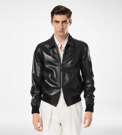 SOFT NAPPA PLONGE COLLAR BLOUSON image number 3