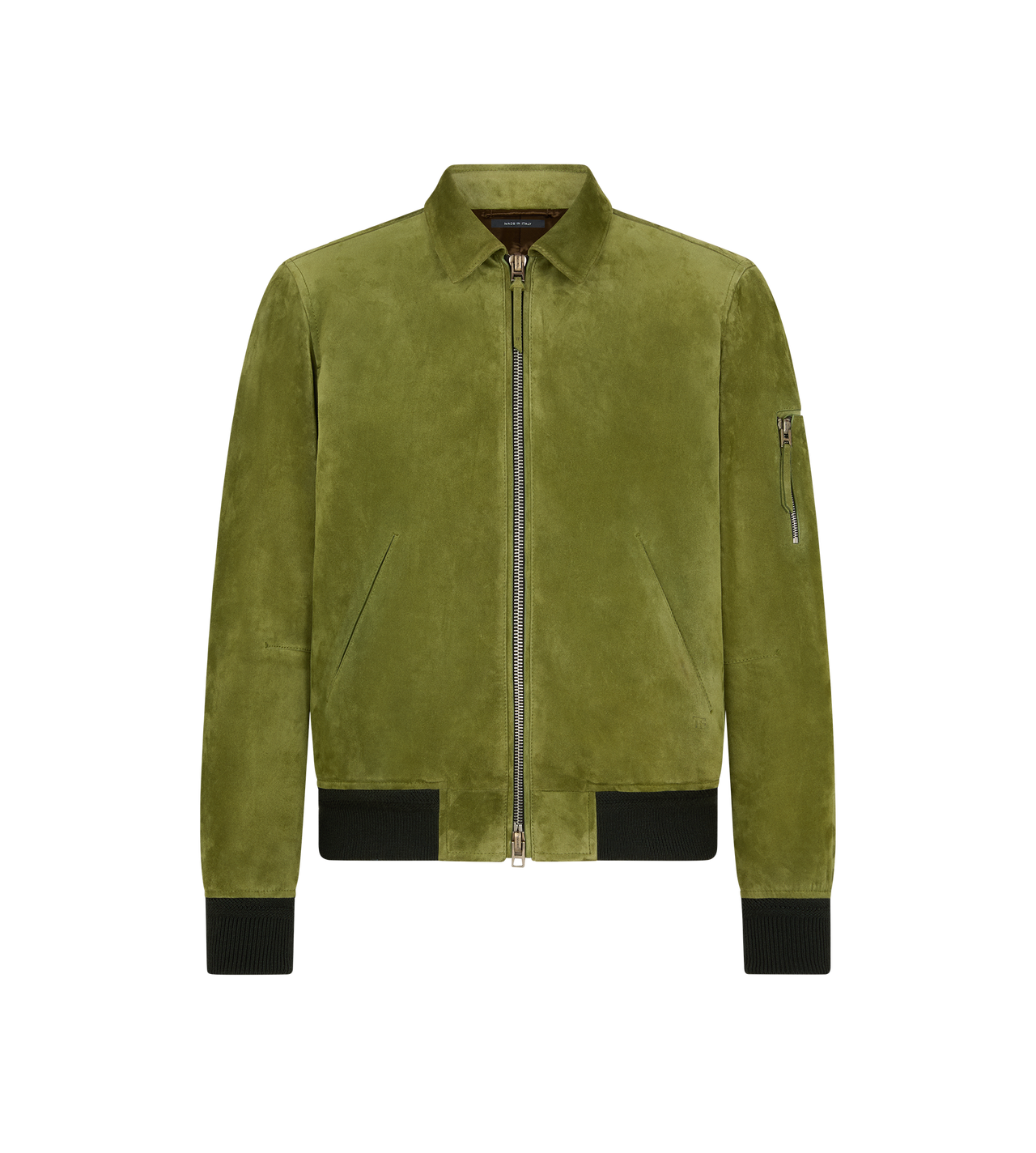 TOM FORD LEATHER OLIVE CAZADORA DE ANTE Y CACHEMIRA CON CUELLO