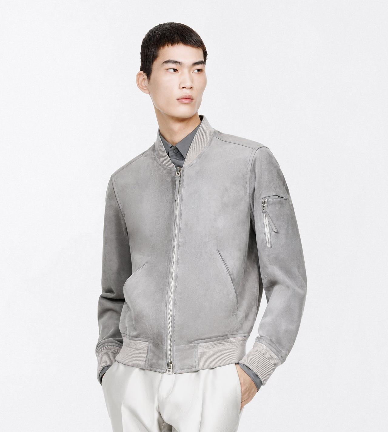 TOM FORD LEATHER TITANIUM FINE SUEDE BOMBER