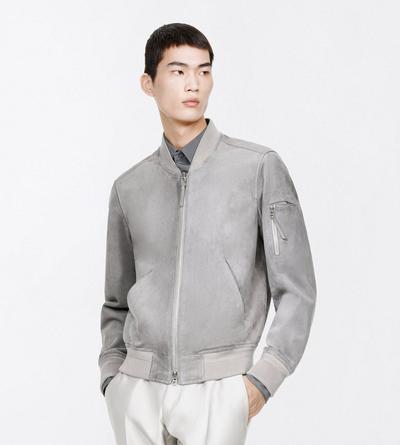 TOM FORD LEATHER TITANIUM FINE SUEDE BOMBER
