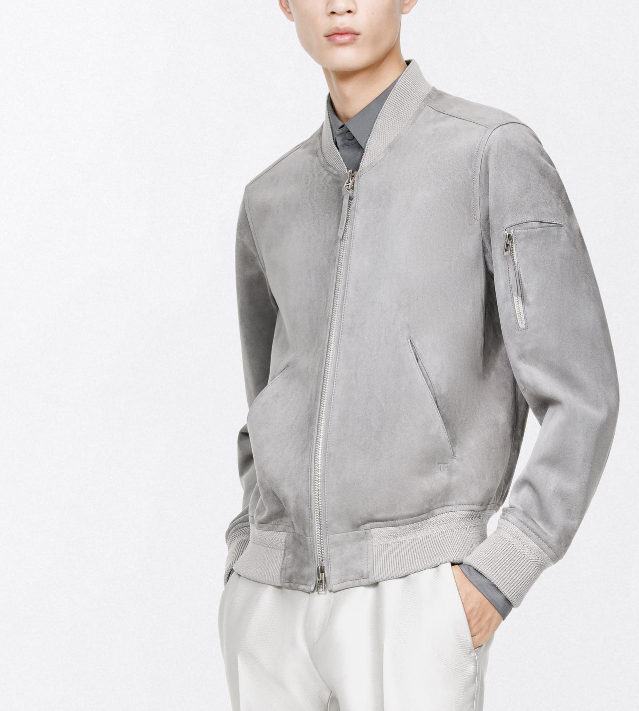 TOM FORD LEATHER TITANIUM FINE SUEDE BOMBER