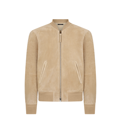 TOM FORD LEATHER SESAME BOMBERJACKE AUS PERFORIERTEM KASCHMIR-WILDLEDER