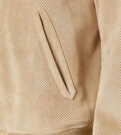 TOM FORD LEATHER SESAME BOMBERJACKE AUS PERFORIERTEM KASCHMIR-WILDLEDER