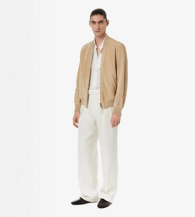 TOM FORD LEATHER SESAME BOMBERJACKE AUS PERFORIERTEM KASCHMIR-WILDLEDER