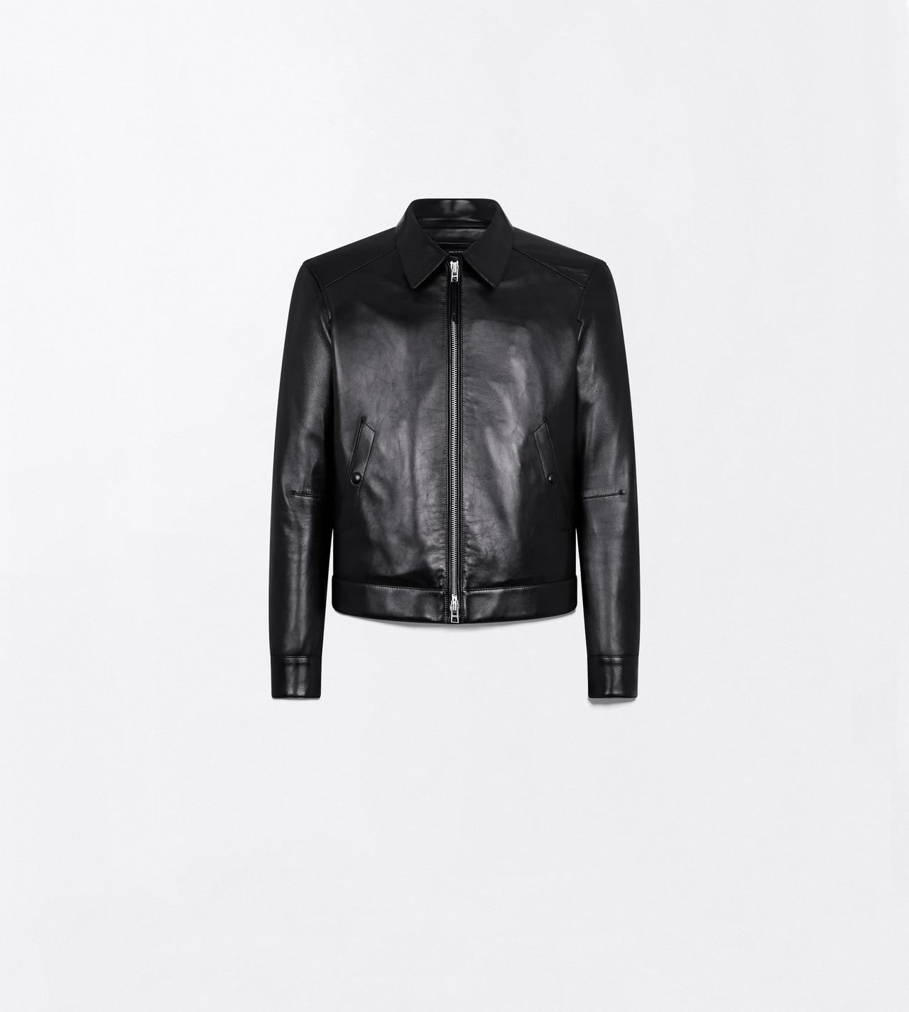 TOM FORD LEATHER BLACK NAPPA GRAIN LEATHER COLLAR BLOUSON