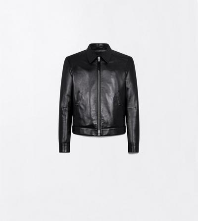 TOM FORD LEATHER BLACK NAPPA GRAIN LEATHER COLLAR BLOUSON