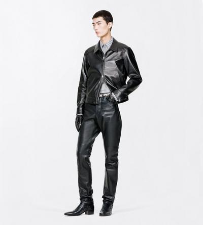 TOM FORD LEATHER BLACK NAPPA GRAIN LEATHER COLLAR BLOUSON