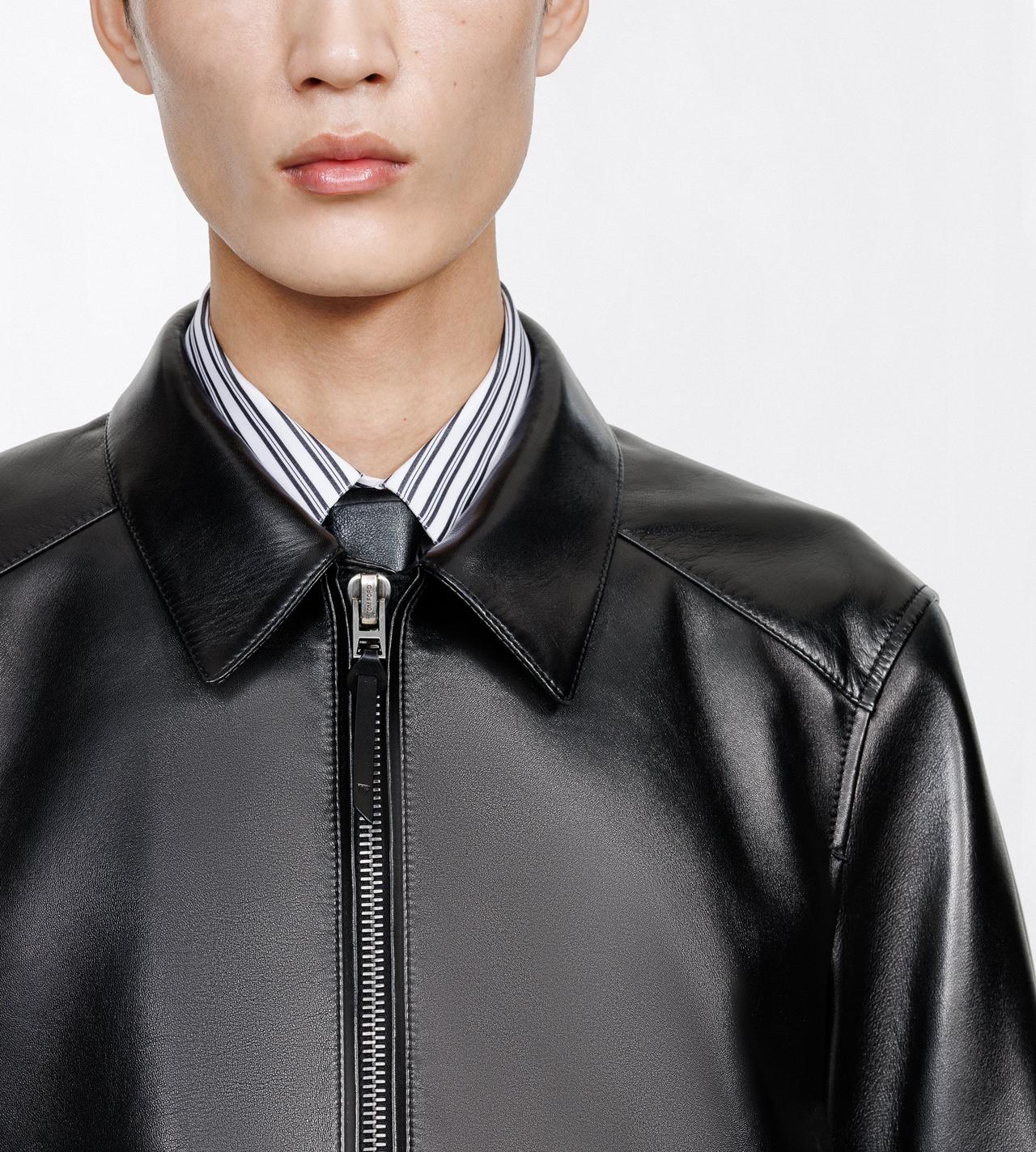 TOM FORD LEATHER BLACK NAPPA GRAIN LEATHER COLLAR BLOUSON