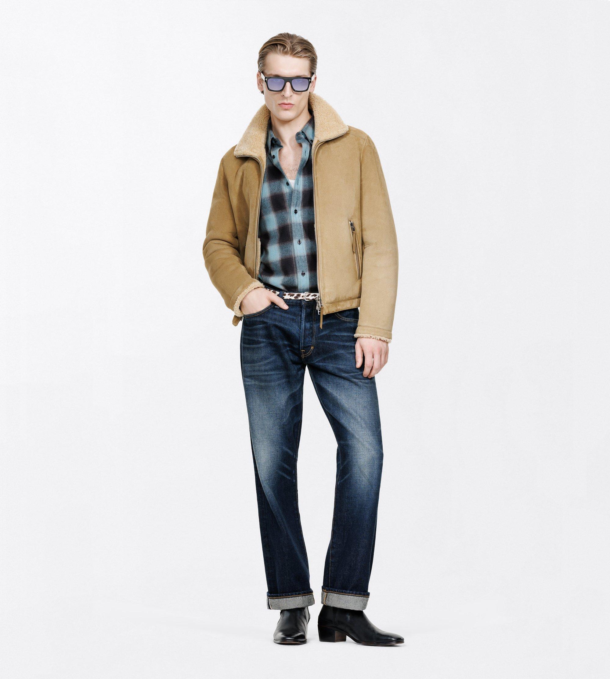 BLOUSON &Agrave; COL EN PEAU DE M&Eacute;RINOS