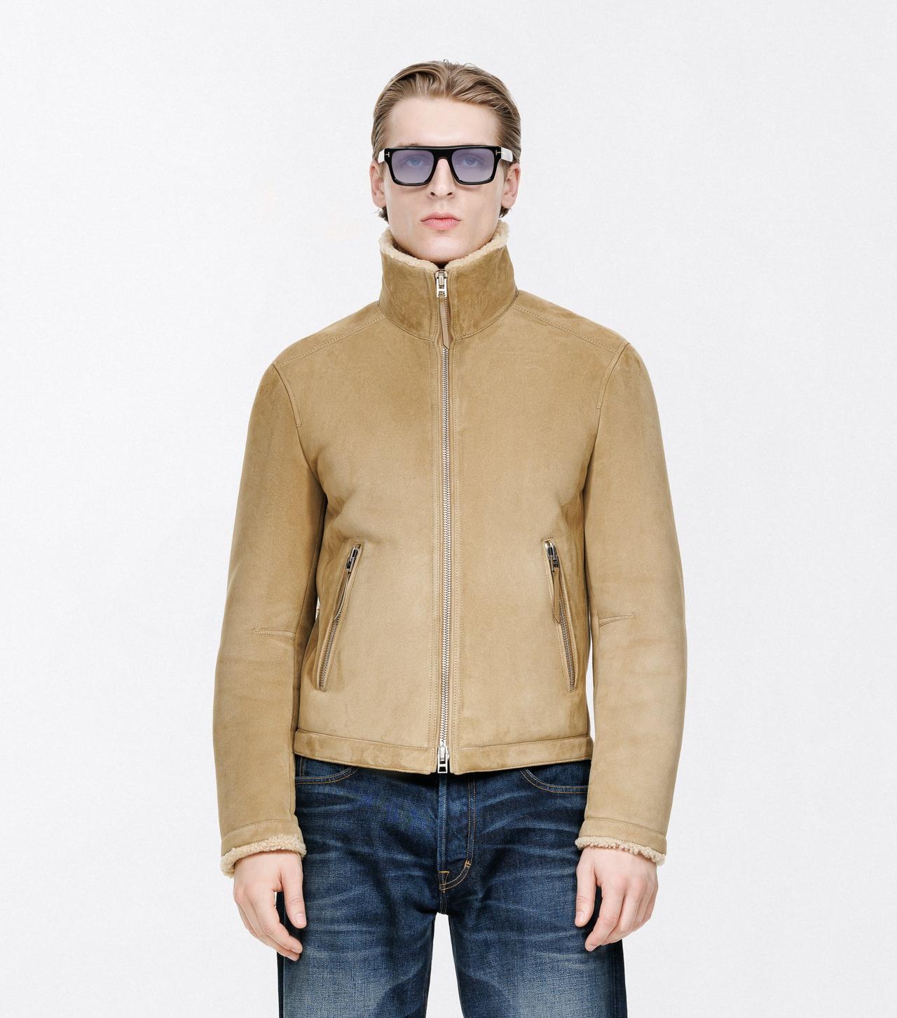 TOM FORD LEATHER CUMIN BLOUSON &Agrave; COL EN PEAU DE M&Eacute;RINOS