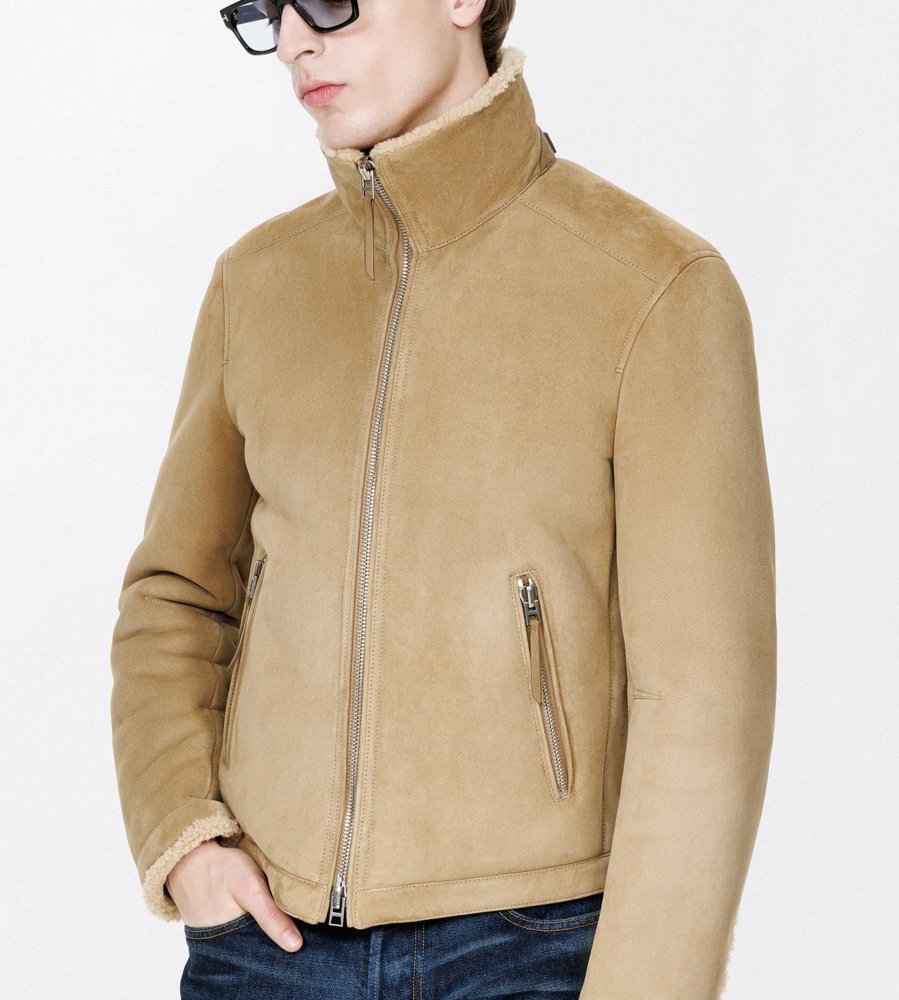 TOM FORD LEATHER CUMIN BLOUSON &Agrave; COL EN PEAU DE M&Eacute;RINOS